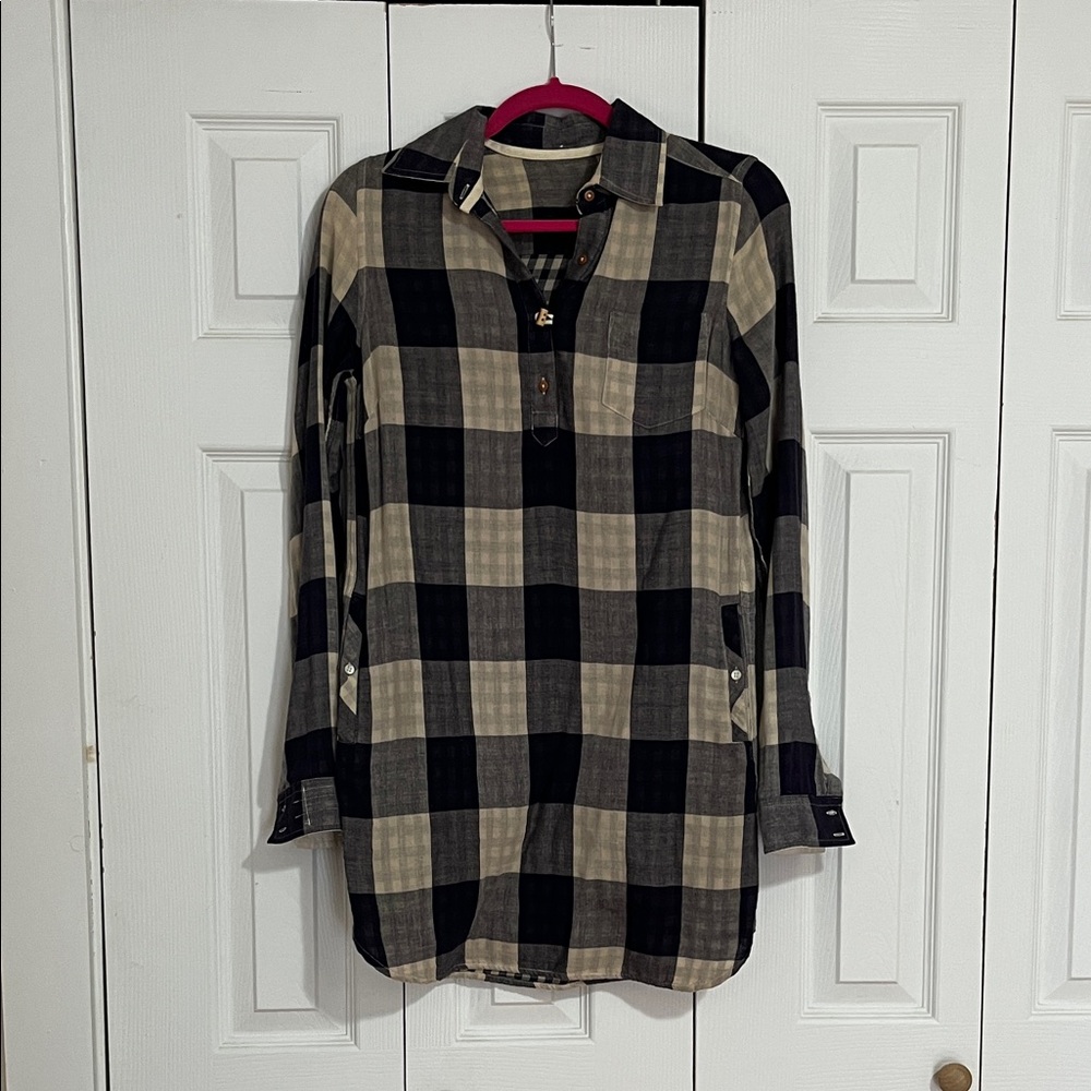 Trovata Navy & Cream Buffalo Check Mini Shirt Dress Dress